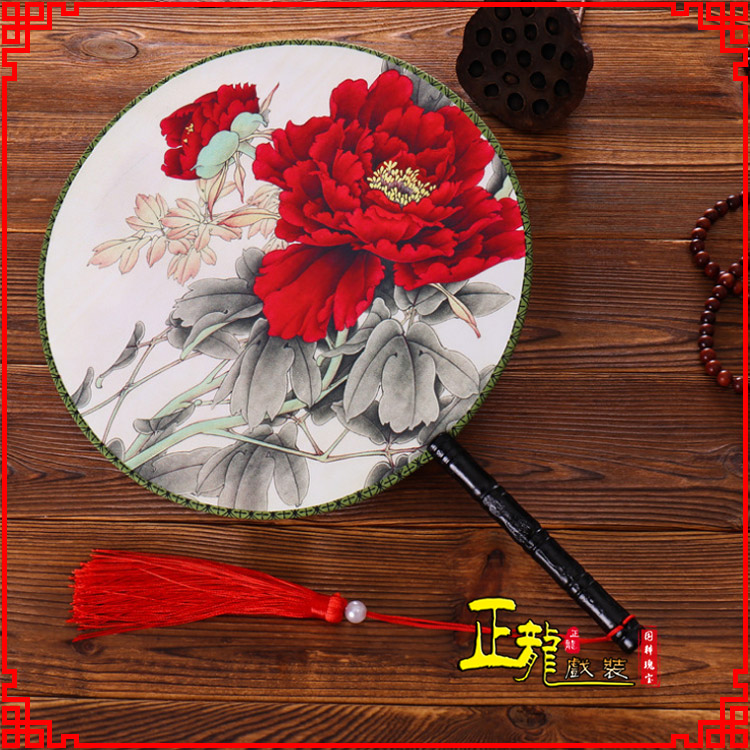 蔡甸古典中国风团扇空白扇跳舞蹈扇 真丝宫扇