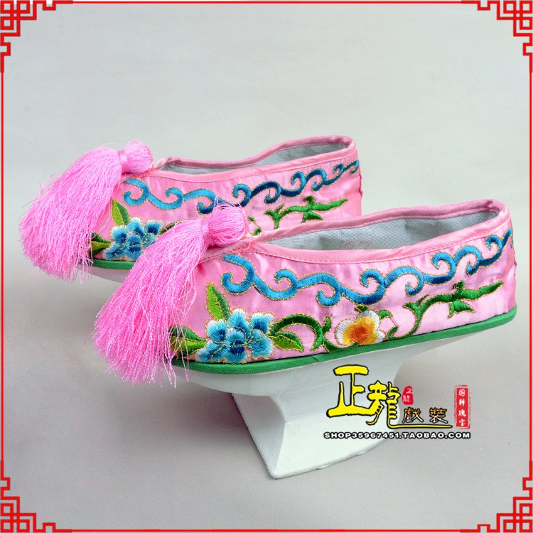 蔡甸京越剧戏鞋花盆底清朝皇后贵妃宫女花盆底 旗鞋