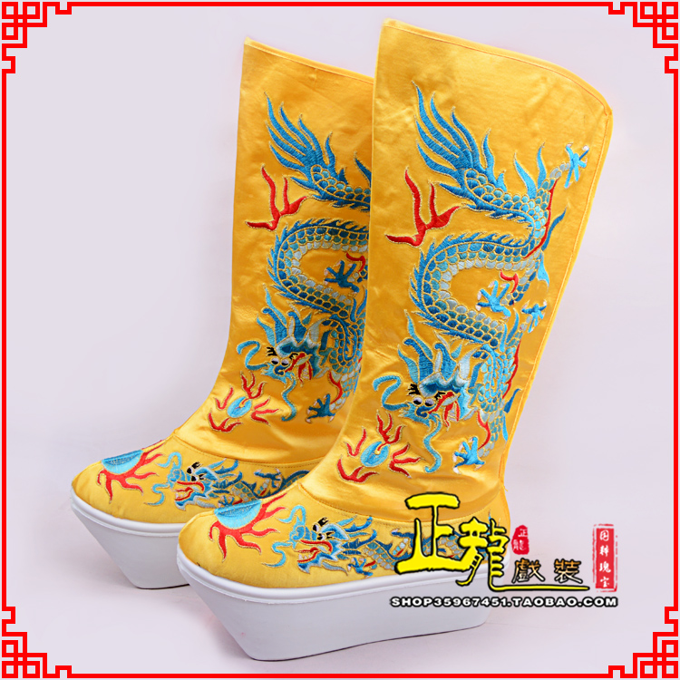 蔡甸皇帝龙靴变脸靴绣龙靴子厚底官靴 好龙高靴