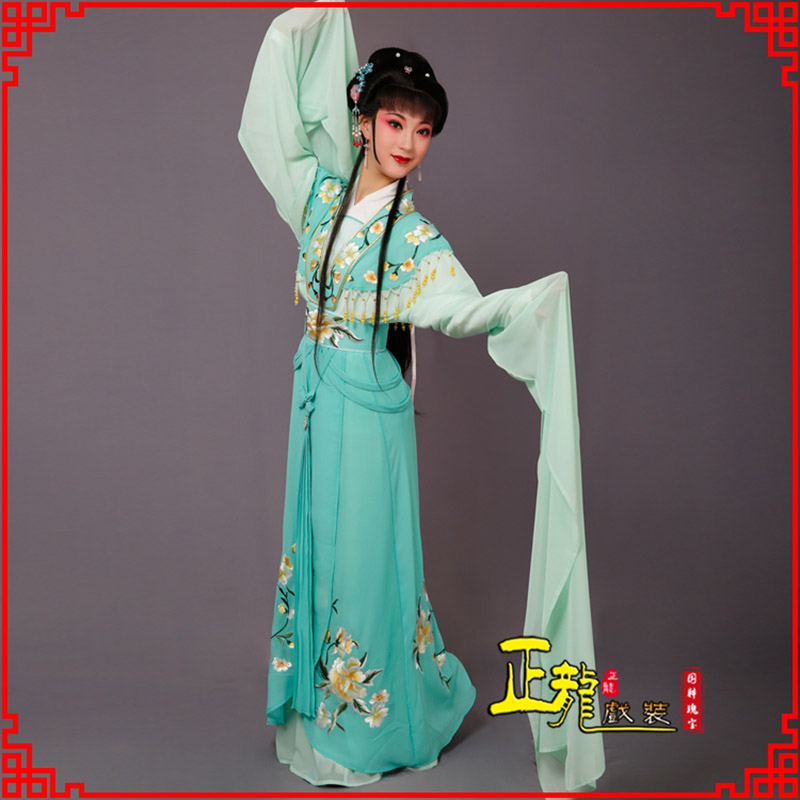 蔡甸青衣水袖戏服演出服 云肩花旦衣